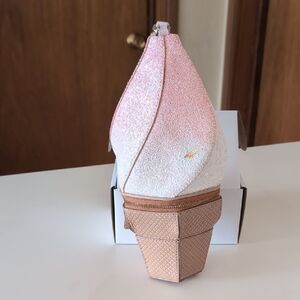 Kate Spade Ice Cream Cone Shaped Wristlet Bag - Pink and White